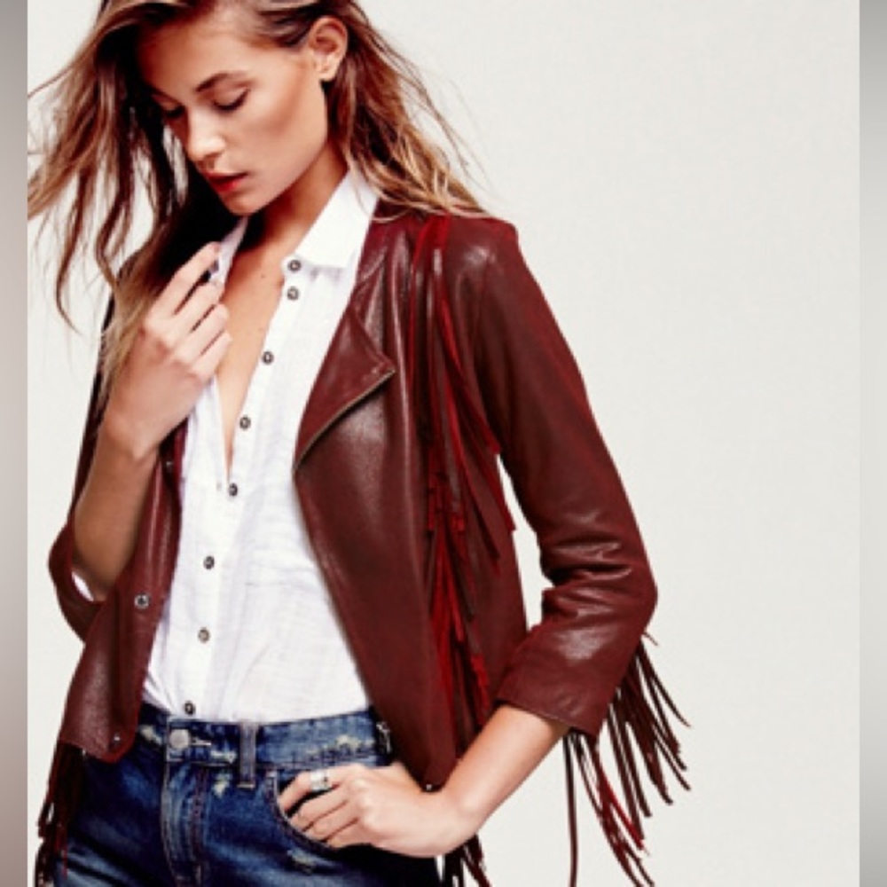 Cleobella Everly Fringed Leather Jacket XS